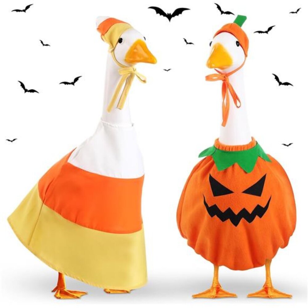 2 Set Fall Goose Outfit Lawn Porch Goose Cloths Candy, Pumpkin Costume Plastic